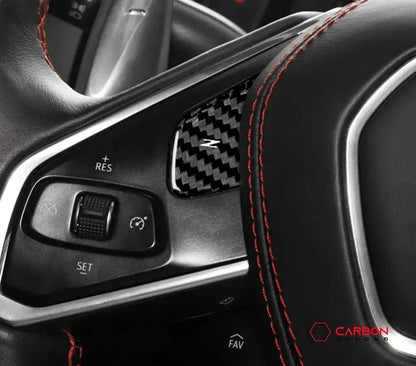 C8 Corvette Real Carbon Fiber Steering Wheel Button Covers | Heated & Non-Heated (2020–2026)