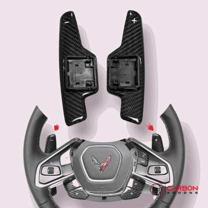 C8 Corvette Real Carbon Fiber Paddle Shifters | Direct Replacement (2020–2026)