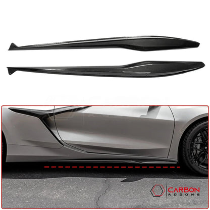 C8 Corvette Z06 & E-Ray DRY Carbon Fiber Side Skirts | 2023–2026 Real Dry Carbon OEM Fit