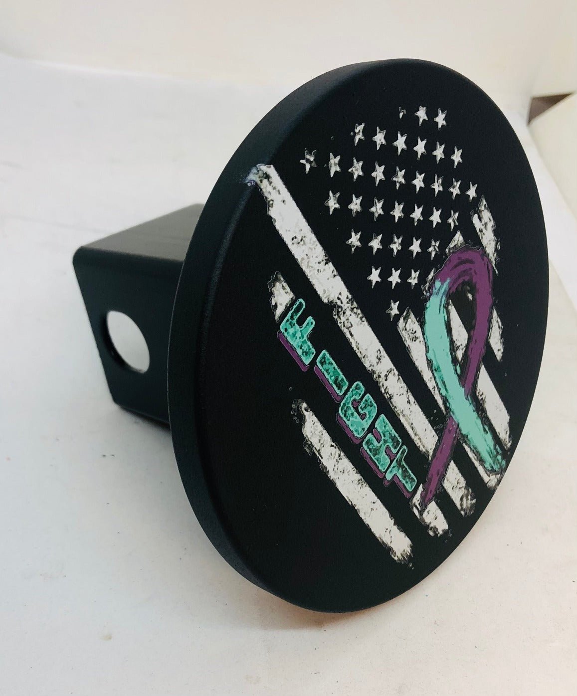 Ovarian Cancer Awareness Flag Full Color Billet Aluminum Hitch Cover