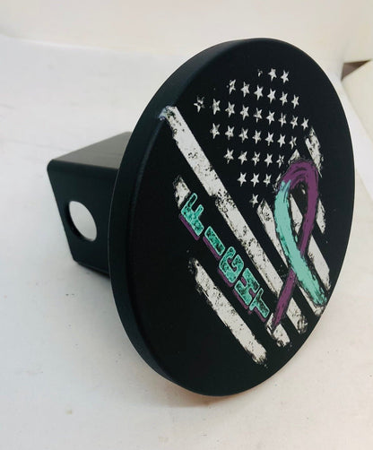 Ovarian Cancer Awareness Flag Full Color Billet Aluminum Hitch Cover