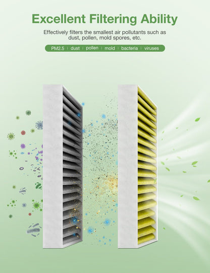 Activated Carbon Cabin Air Filter for Model 3 & Model Y | PM2.5 HEPA (2-Pack)