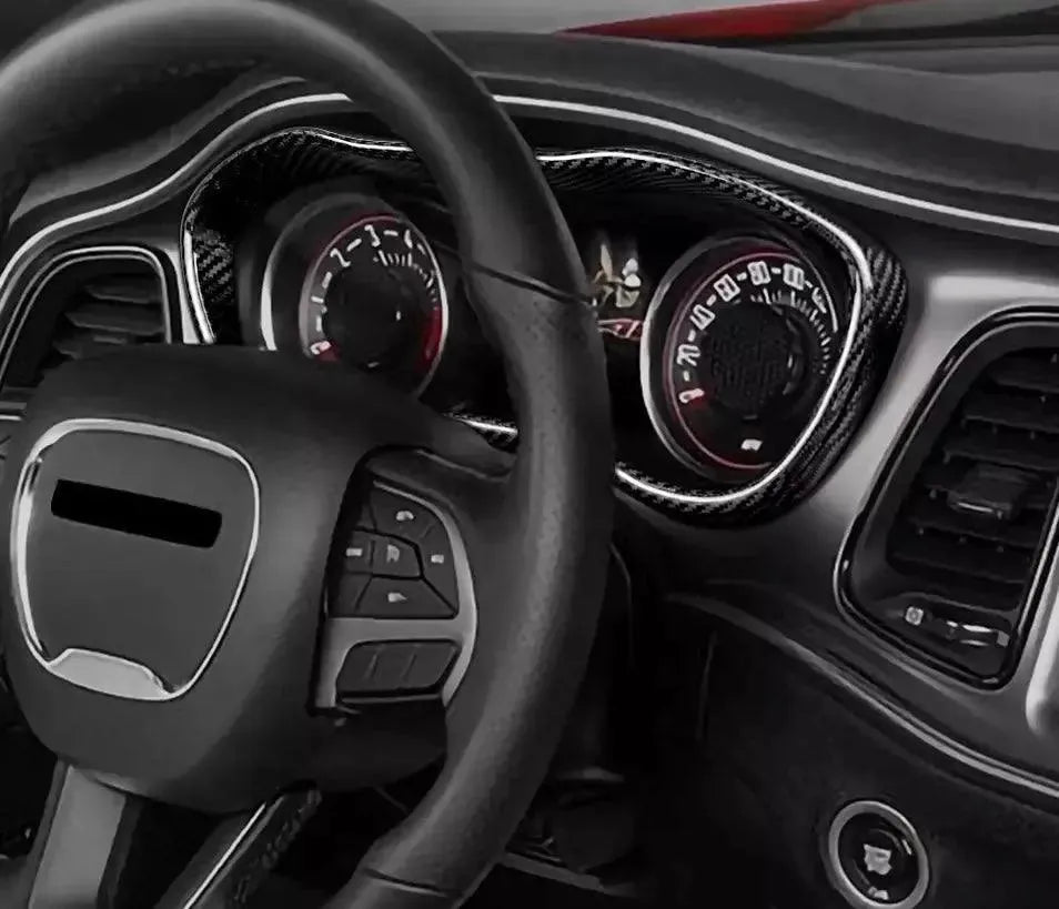 Carbon Fiber Gauge Cluster Trim Cover For 2015-2023 Dodge Challenger
