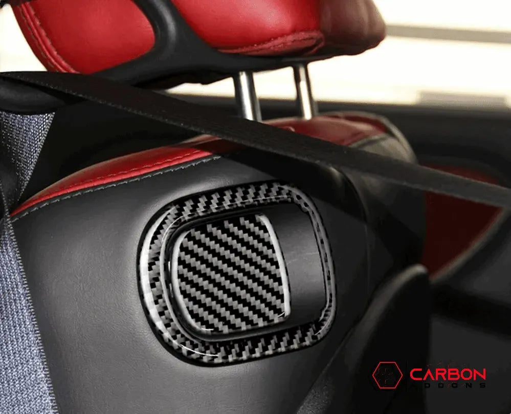 Carbon Fiber Rear Seat Pull Trim and Handle Overlay for Dodge Challenger 2015-2023