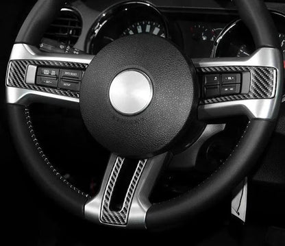 Mustang 2010-2014 Carbon Fiber Steering Wheel Trim Interior Overlay