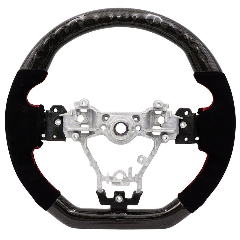 BLOX Racing Carbon/Alcantara Steering Wheel Red Stitching - 15-21 WRX/STi