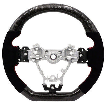 BLOX Racing Carbon/Alcantara Steering Wheel Red Stitching - 15-21 WRX/STi