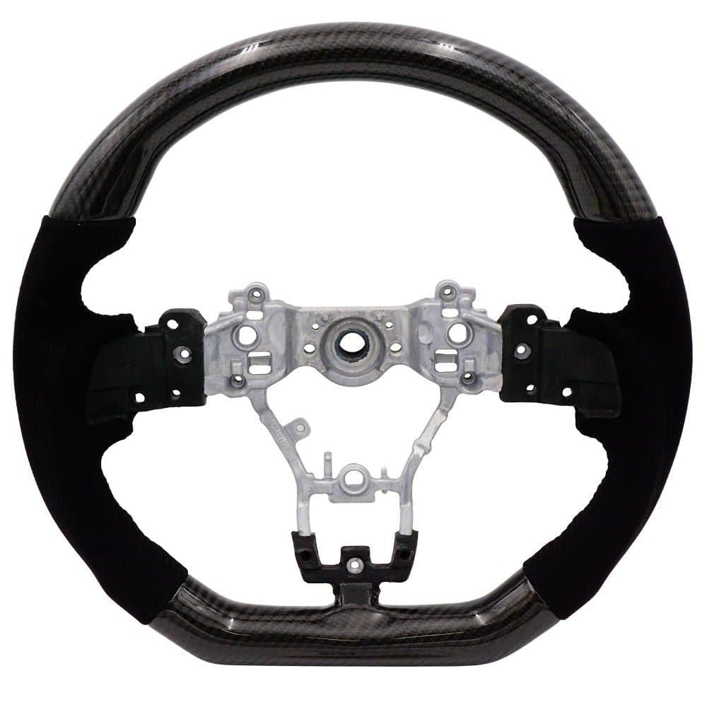 BLOX Racing Carbon/Alcantara Steering Wheel Red Stitching - 15-21 WRX/STi