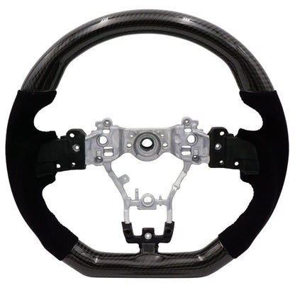 BLOX Racing Carbon/Alcantara Steering Wheel Red Stitching - 15-21 WRX/STi