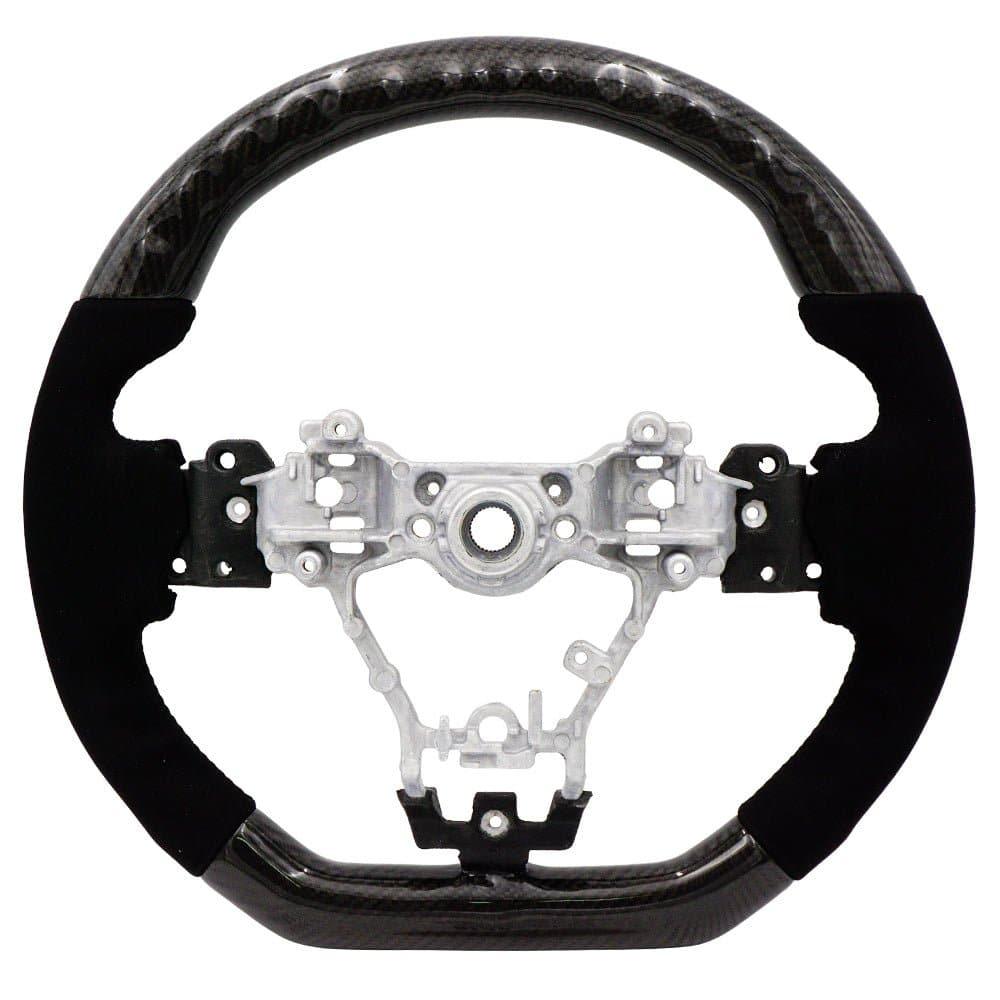 BLOX Racing Carbon/Alcantara Steering Wheel Red Stitching - 15-21 WRX/STi