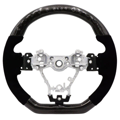 BLOX Racing Carbon/Alcantara Steering Wheel Red Stitching - 15-21 WRX/STi