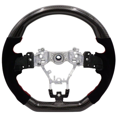 BLOX Racing Carbon/Alcantara Steering Wheel Red Stitching - 15-21 WRX/STi