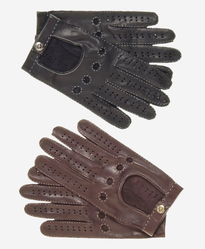CD3501 (brown) - Men’s handsewn Italian lambskin leather driving gloves