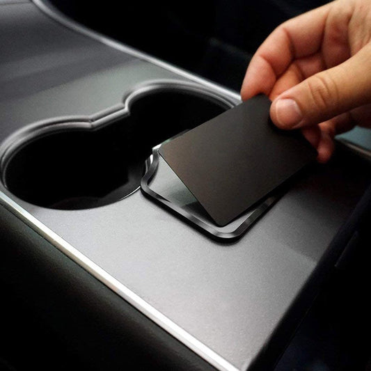 Acrylic Center Console Card Key Holder for Model 3/Y | Gloss Black | Anti-Slip