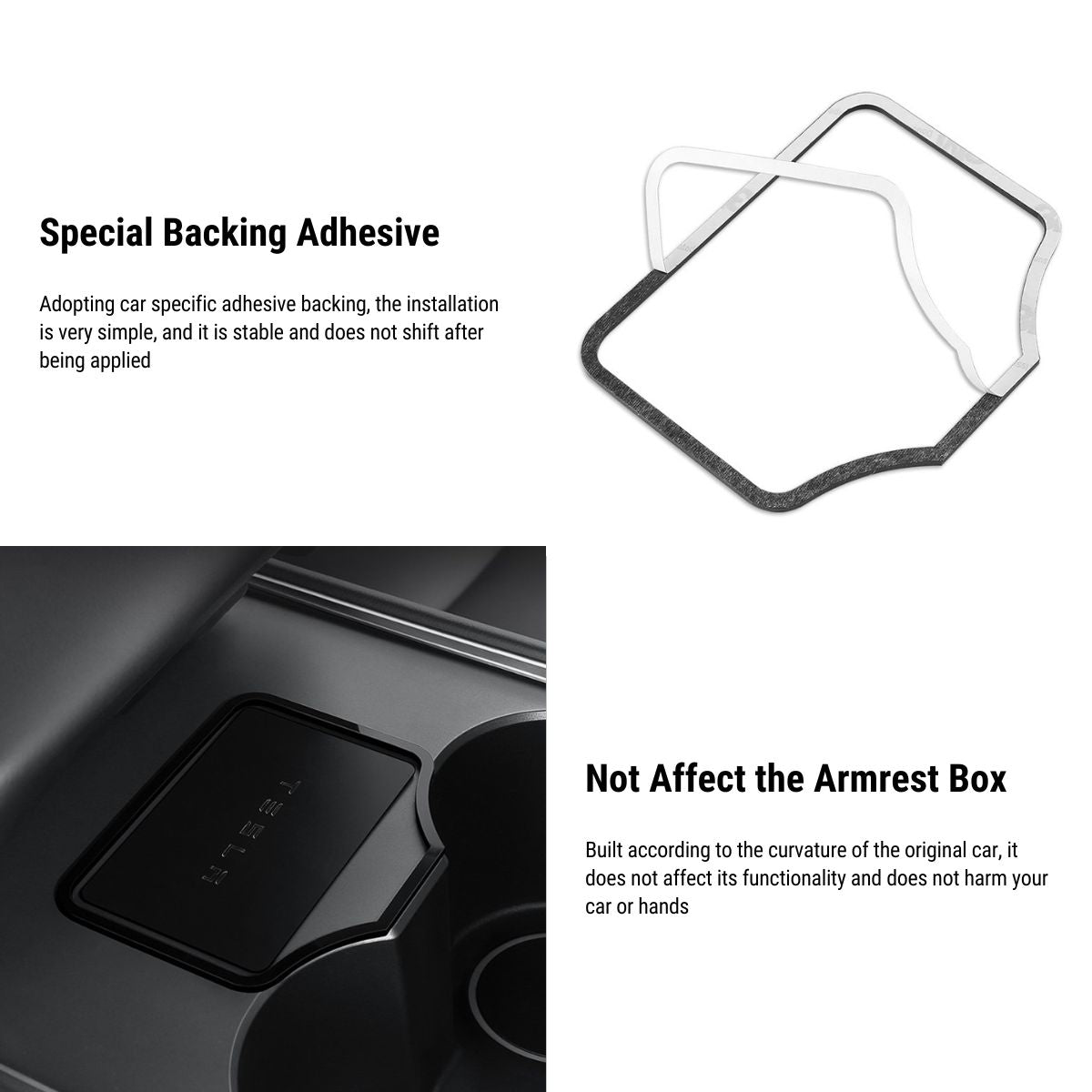 Acrylic Center Console Card Key Holder for Model 3/Y | Gloss Black | Anti-Slip