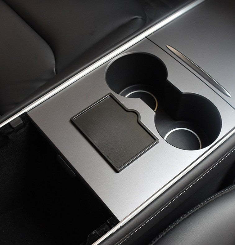 Acrylic Center Console Card Key Holder for Model 3/Y | Gloss Black | Anti-Slip