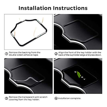 Acrylic Center Console Card Key Holder for Model 3/Y | Gloss Black | Anti-Slip