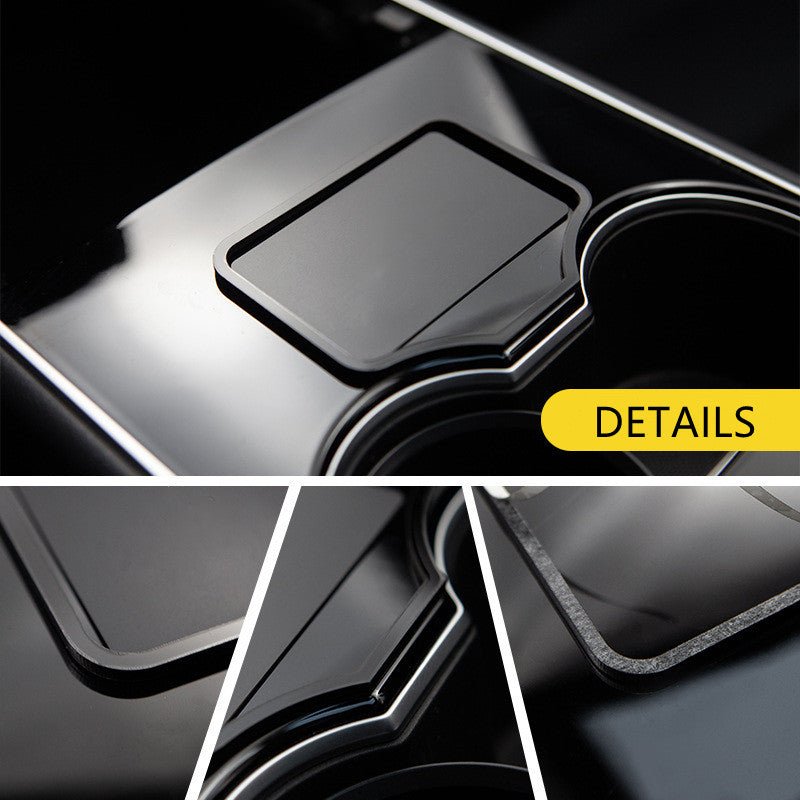 Acrylic Center Console Card Key Holder for Model 3/Y | Gloss Black | Anti-Slip