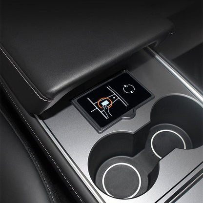Acrylic Center Console Card Key Holder for Model 3/Y | Gloss Black | Anti-Slip