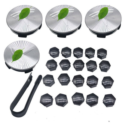Wheel Center Cap Kit with Puller for Model 3/Y/S/X | 4 Hub Caps + 20 Lug Nut Covers