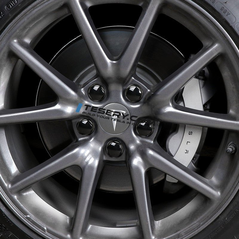 Wheel Center Cap Kit with Puller for Model 3/Y/S/X | 4 Hub Caps + 20 Lug Nut Covers