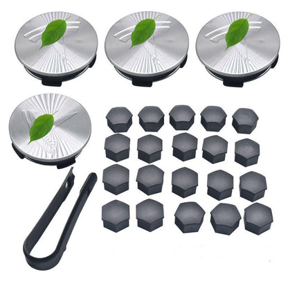 Wheel Center Cap Kit with Puller for Model 3/Y/S/X | 4 Hub Caps + 20 Lug Nut Covers