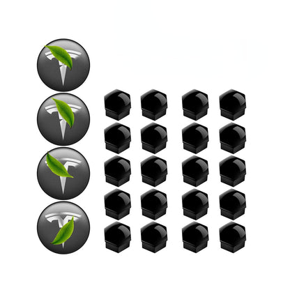Wheel Center Cap Kit with Puller for Model 3/Y/S/X | 4 Hub Caps + 20 Lug Nut Covers