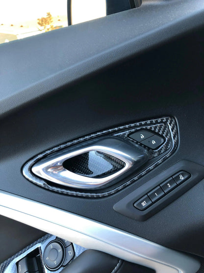 Chevrolet Camaro 2016-2024 Real Carbon Fiber Interior Door Handle Overlay