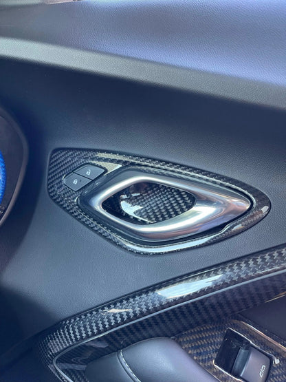 Chevy Camaro 2016-2024 Interior Door Handle Trim Carbon Fiber Cover