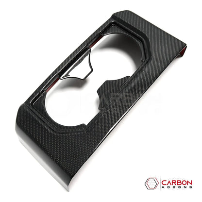 Real Carbon Fiber Rear Seat Cup Holder Cover For F150 2015-2020