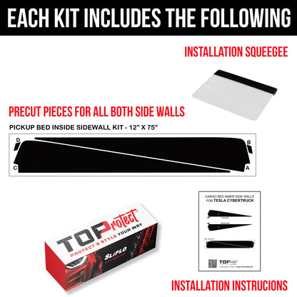 Cybertruck Cargo Bed Inner Sidewall Protection Armor Vinyl DIY Kit | TOProtect
