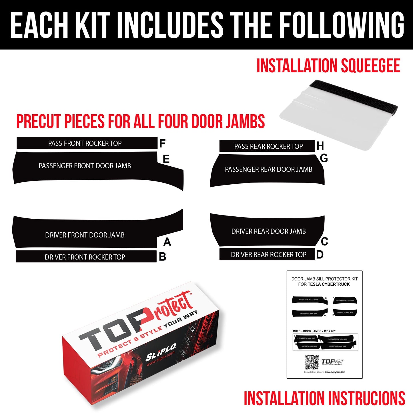 Cybertruck Door Sill Jamb Protection Armor Vinyl DIY Kit | TOProtect