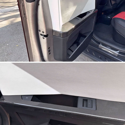 Cybertruck Lower Door Panel Armrest Overlays | Real Molded Carbon Fiber (4-Piece Set)