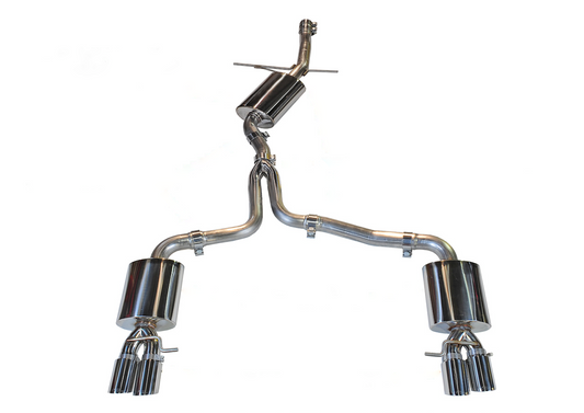 AWE Tuning Touring Edition Exhaust for B8 A4 2.0T - Quad Tip, Polished Silver Tips 3015-42018
