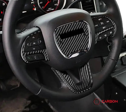 Dodge Charger/Challenger/Durango 2015-2024 Carbon Fiber Steering Wheel airbag and button trim Overlay