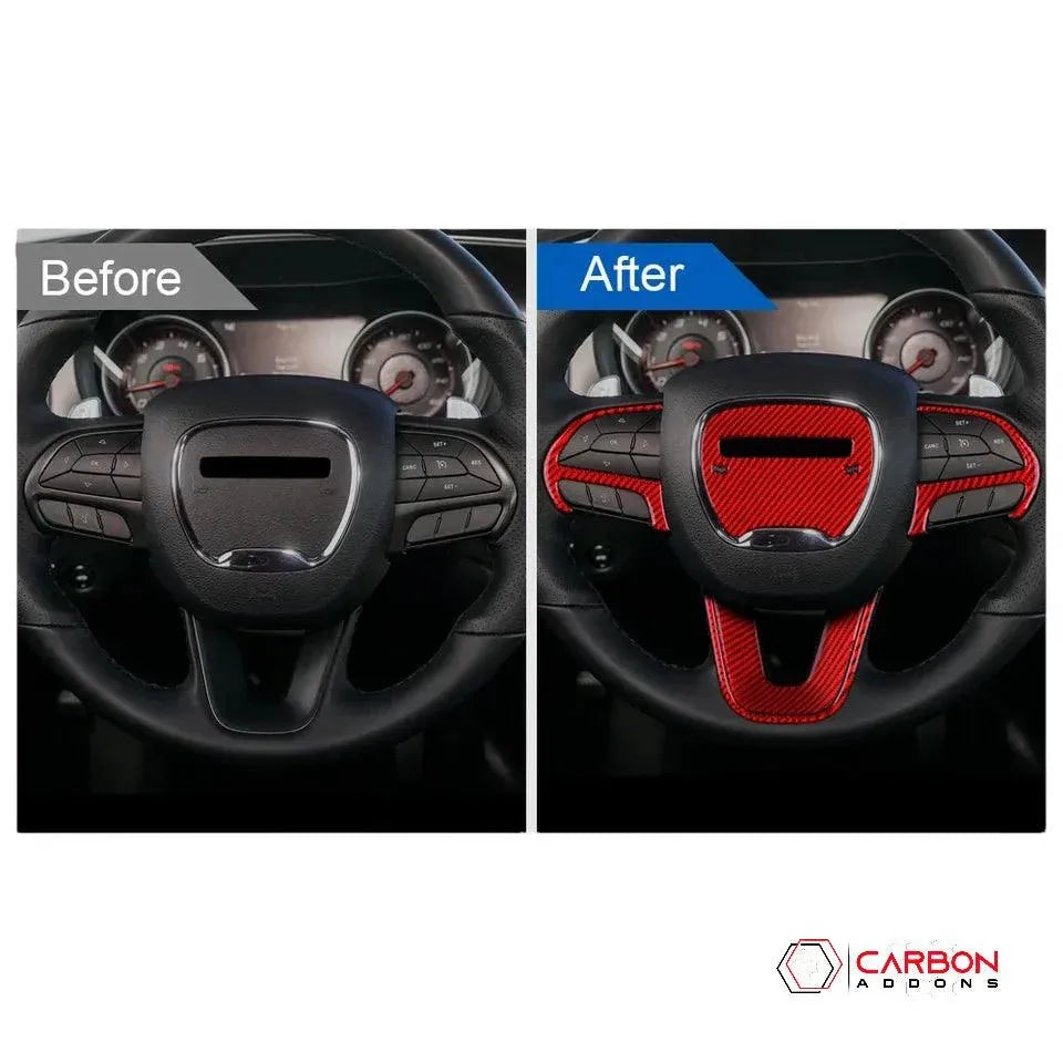 Dodge Charger/Challenger/Durango 2015-2024 Carbon Fiber Steering Wheel airbag and button trim Overlay
