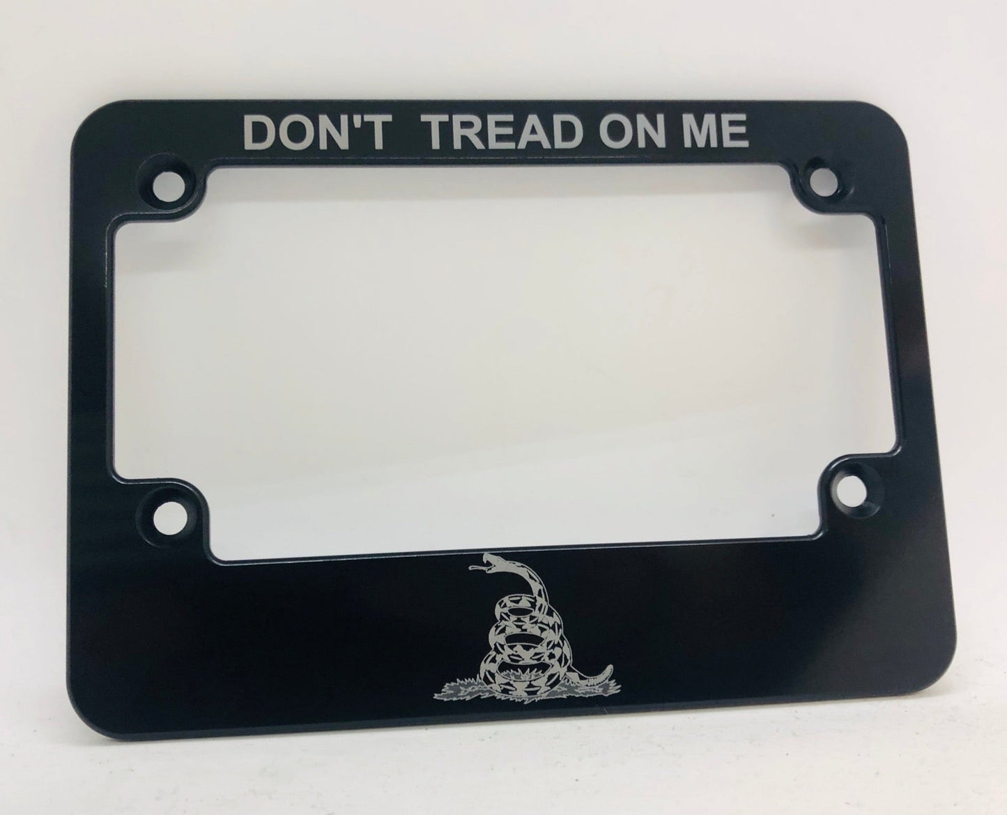 Don’t Tread On Me Gadsden Flag Billet Aluminum Motorcycle License Plate Frame