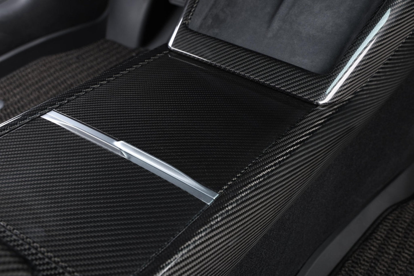 Dry Carbon Fiber 3-Piece Center Console Cover for Tesla Model 3 Highland (Gloss)