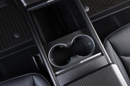 Dry Carbon Fiber Front Cup Holder Frame for Tesla Model 3 Highland (Matte)