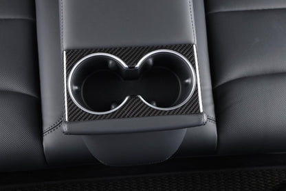 Dry Carbon Fiber Rear Cup Holder Trim for Tesla Model 3 Highland (Gloss)