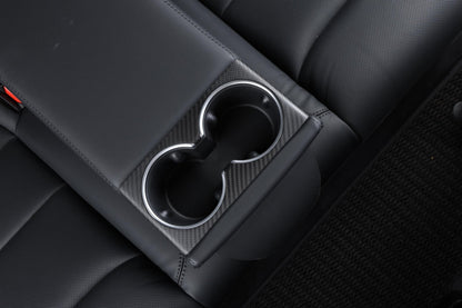 Dry Carbon Fiber Rear Cup Holder Trim for Tesla Model 3 Highland (Matte)