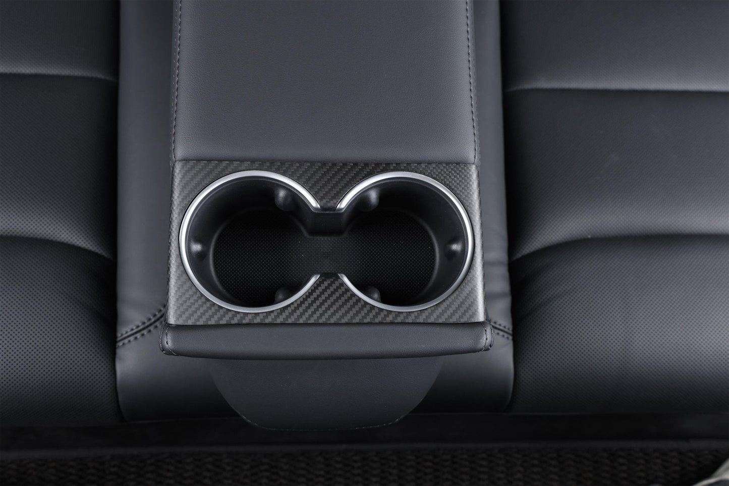 Dry Carbon Fiber Rear Cup Holder Trim for Tesla Model 3 Highland (Matte)