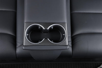 Dry Carbon Fiber Rear Cup Holder Trim for Tesla Model 3 Highland (Matte)