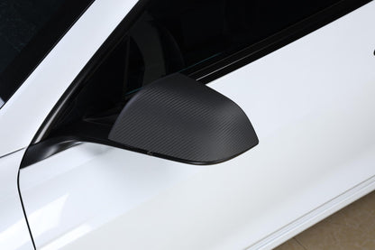 Dry Carbon Fiber Side Mirror Covers for Tesla Model 3 Highland (Matte)