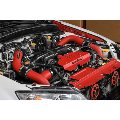 GrimmSpeed Front Mount Intercooler Kit - Black Core with Red Piping - 2008-14 Subaru WRX GRM090251