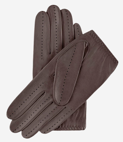Alessa (Taupe) - Classic Italian lambskin leather driving gloves