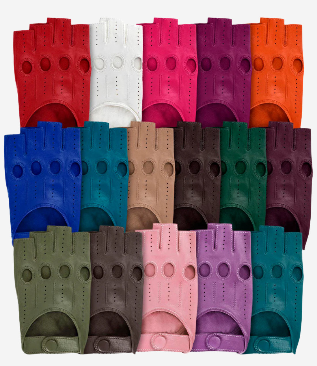 Rossana (magenta) - Italian fingerless lambskin leather driving gloves