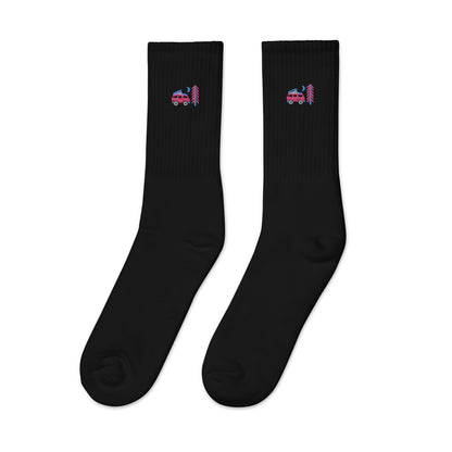 Go Outside Van & Moon Embroidered Socks