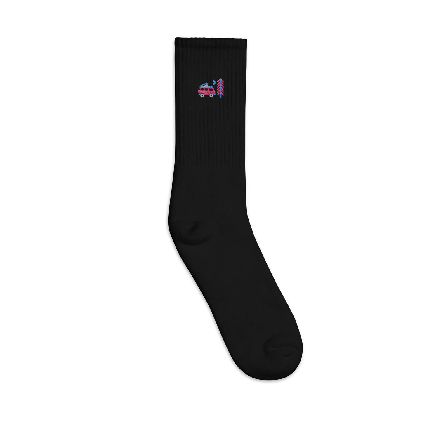 Go Outside Van & Moon Embroidered Socks