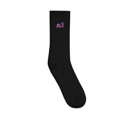 Go Outside Van & Moon Embroidered Socks
